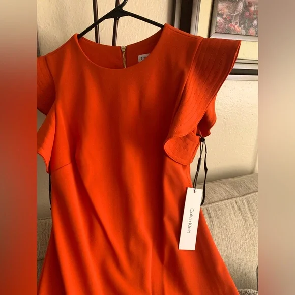 orange calvin klein dress Calvin Klein orange dress